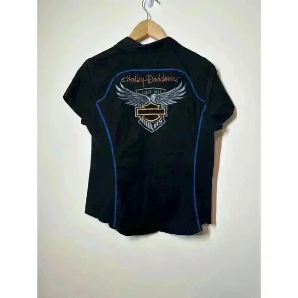 Harley-Davidson Black and Blue Women's Blouse - Picture 7 of 7
